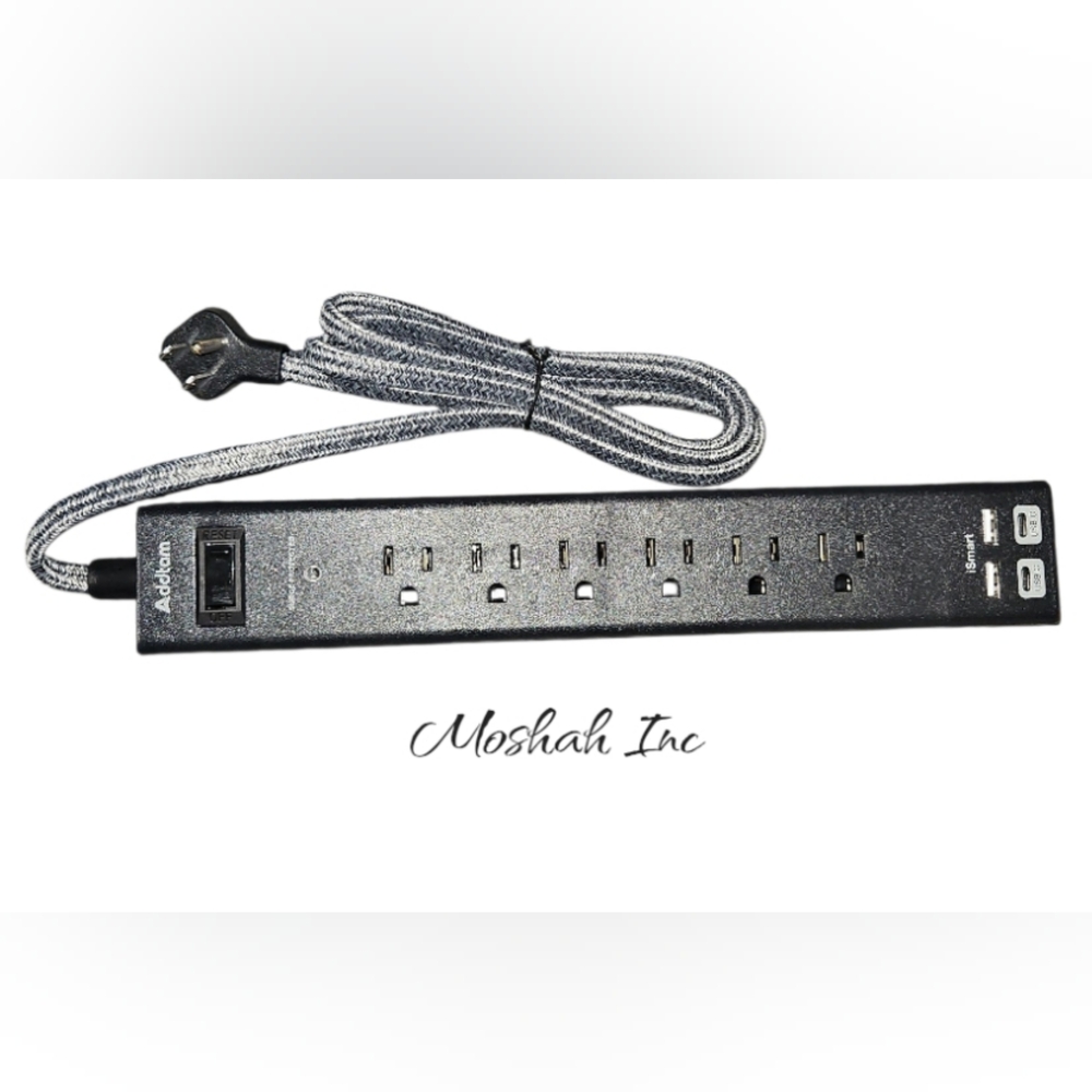 Addtam Power Outlet with USB iSmart imputs 6 outlets Black Color
